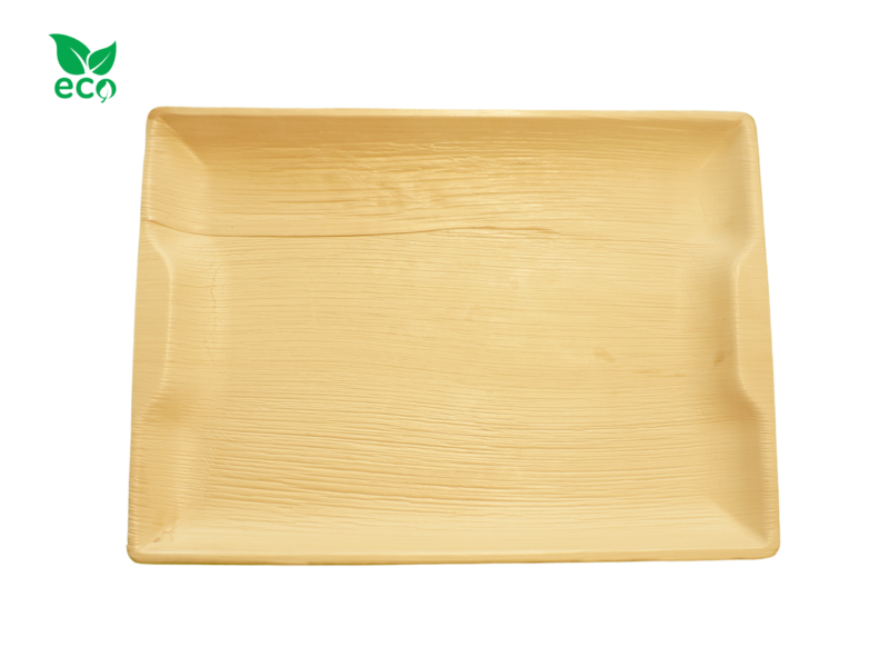 Taca Prostokątna 35 cm-10 sztuk Taca Półmisek z Liści Palmowych Deska do Serwowania