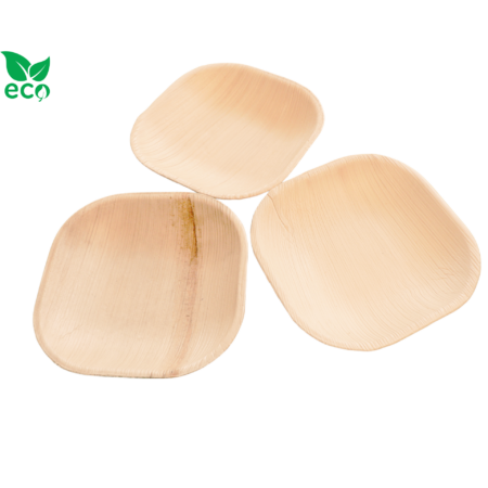 Talerze z Liści Palmowych Kwadratowe 10 cm – 25 sztuk
