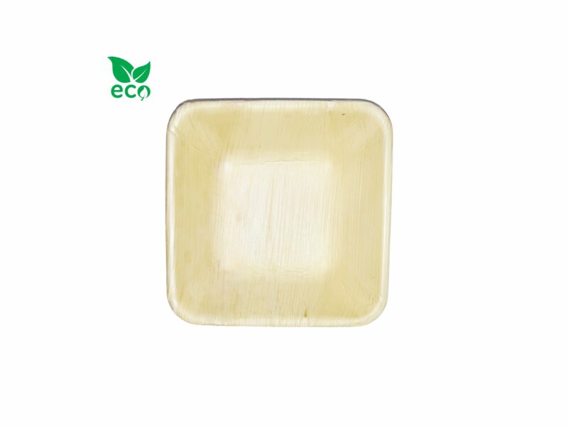 Kwadratowa miska z Liści Palmowych 14 cm – 25 sztuk
